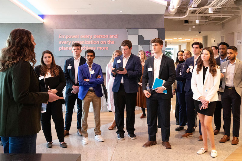 Students during a tour at Microsoft in Atalanta.