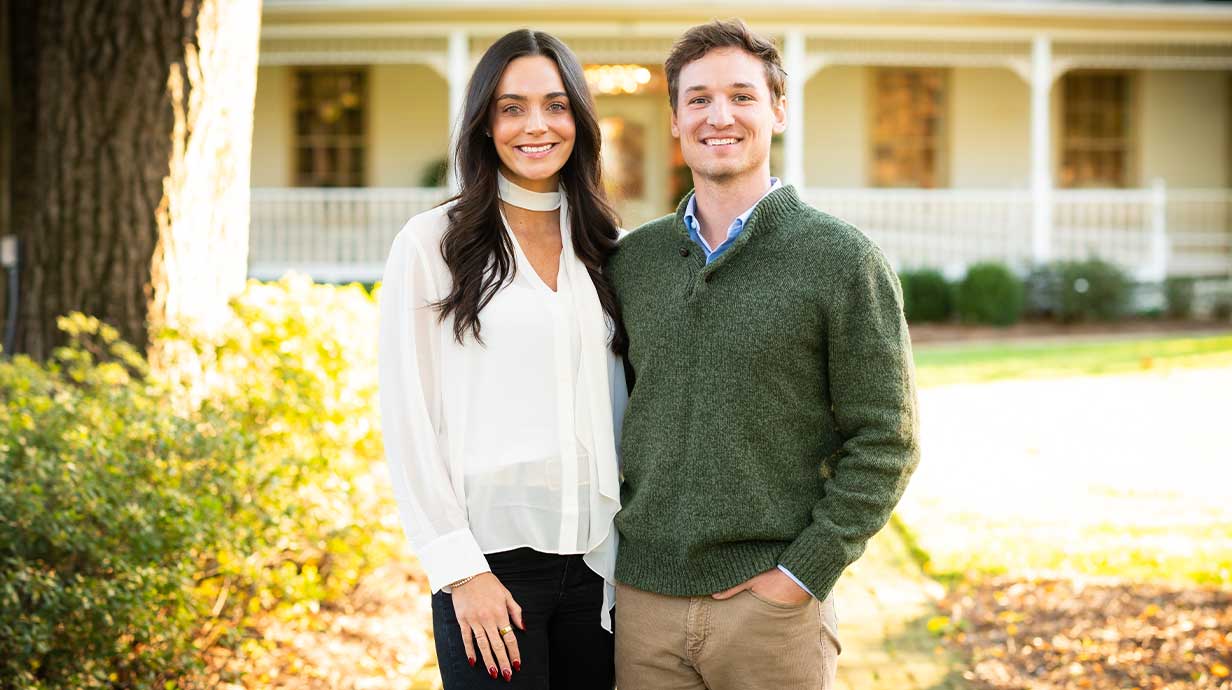 Photo of Peyton Adams (right) and his wife, Sallie Kate (left).