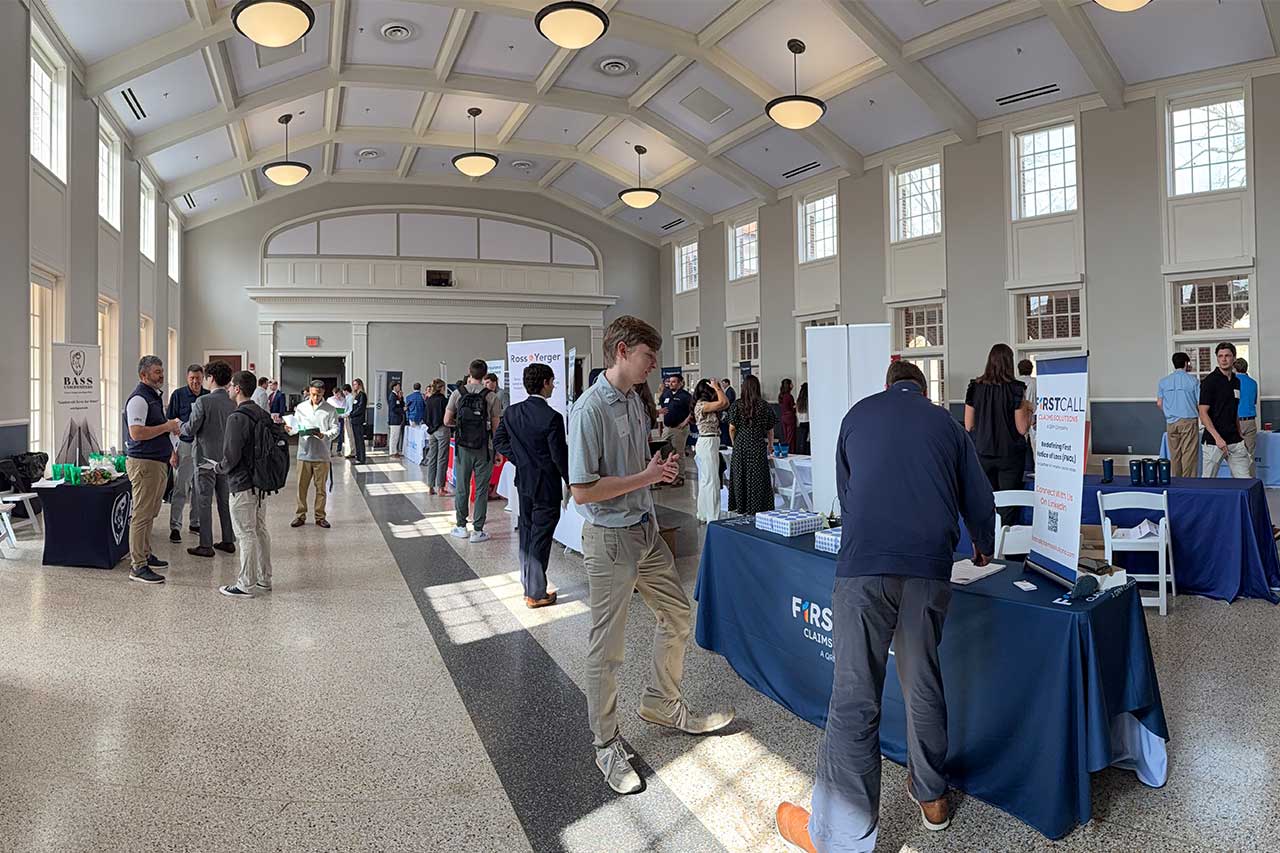 Riskt Management and Insurance Event in the Johnson Commons Ballroom. A room full of employers and students.