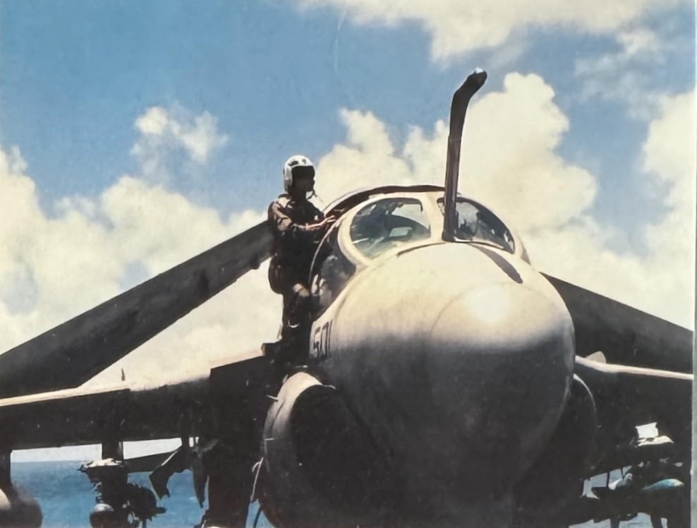 MccPhail up on the plane in January of 1991 on the USS Saratoga during Desert Storm prior to a bombing mission into Iraq searching for SCUD missile launchers. 
