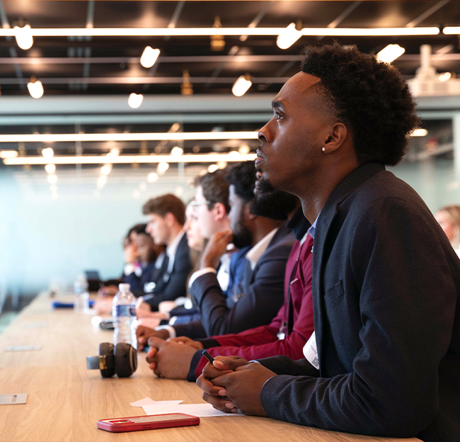 Students during a LinkedIn presentation.