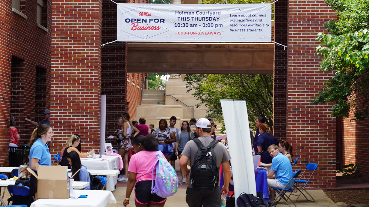 Open for Business event outside Holman Hall